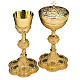 Calice e pisside ottone dorato argento 925/00 decoro medaglioni s1