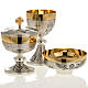 Chalice, ciborium and paten with ears of wheat, crosses and grap s1