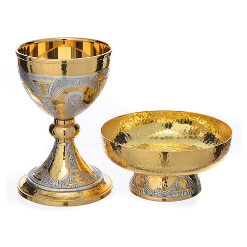 Chalice and bowl paten with evangelists symbol 1