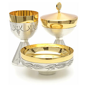 Chalice, ciborium and paten silver plated brass