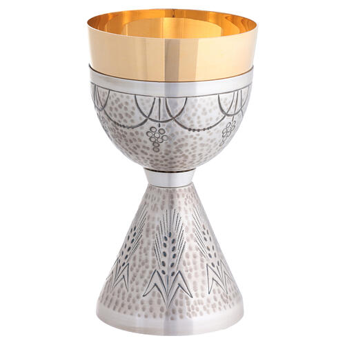 Chalice, ciborium and paten silver plated brass 2