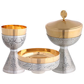 Chalice, ciborium and paten silver plated brass