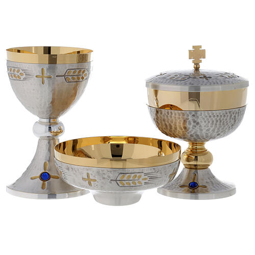 Chalice, ciborium and paten with ears of wheat and cross 1