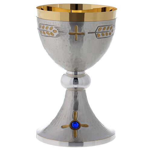 Chalice, ciborium and paten with ears of wheat and cross 4