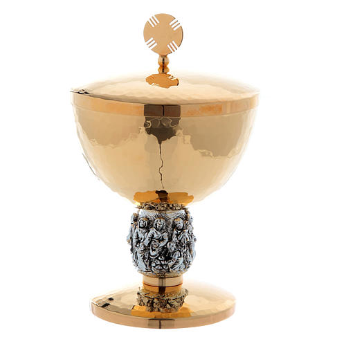 Cálice e píxide latão martelado prata Milagres 3