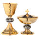 Chalice and ciborium with gold crosses and brunches of grapes s1