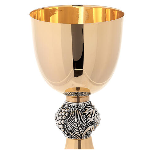 Chalice and ciborium with grapes and ears of weat, silver node 3