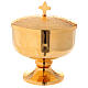 Chalice, ciborium and paten gold plated brass wavy s5