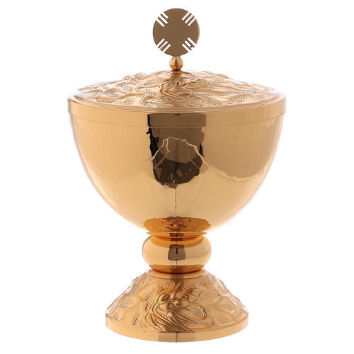Chalice, ciborium and paten silver and gold plated brass 8