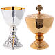 Chalice, ciborium and paten silver and gold plated brass s1
