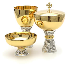 Chalice, ciborium and paten with grapes