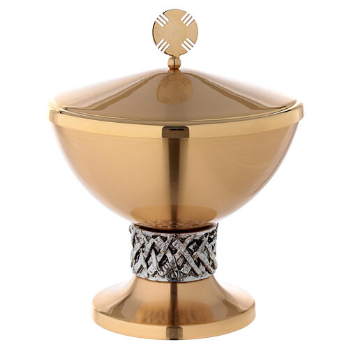 Cálice e cibório latão acetinado placa prata 2