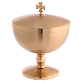 Ciborium with Celtic cross, matte gold plated brass