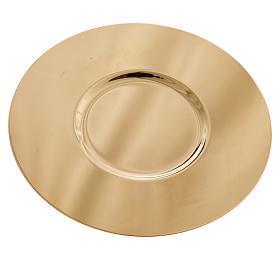 Paten in golden brass with shaped bottom, 15 cm