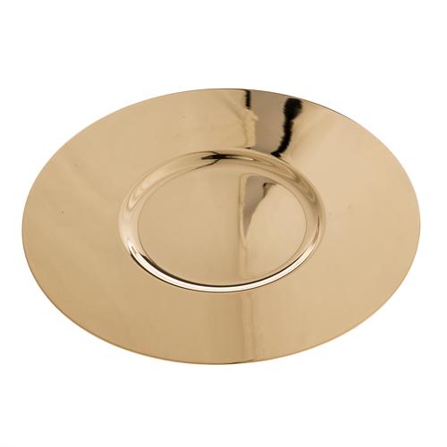 Paten in golden brass with shaped bottom, 15 cm 1