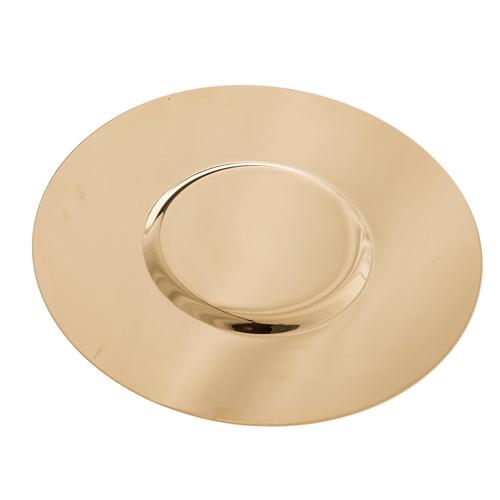 Paten in golden brass with shaped bottom, 15 cm 3