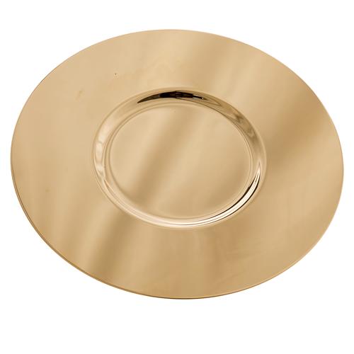 Paten in golden brass with shaped bottom, 15 cm 2
