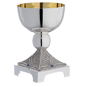 Chalice in Silver 800 filigree, square base and lapis lazuli