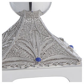 Chalice in Silver 800 filigree, square base and lapis lazuli