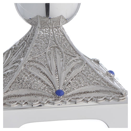 Chalice in Silver 800 filigree, square base and lapis lazuli 2