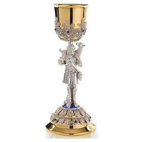 Chalice in Silver 800 filigree with lapis lazuli, Good Shepherd