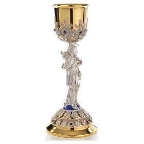 Chalice in Silver 800 filigree with lapis lazuli, Good Shepherd