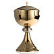 Ciborium in golden brass with striped silver plated node s1