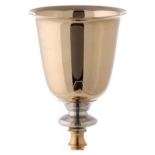 Chalice in shiny brass with decorated stem, 22 cm 2