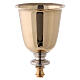 Chalice in shiny brass with decorated stem, 22 cm s2
