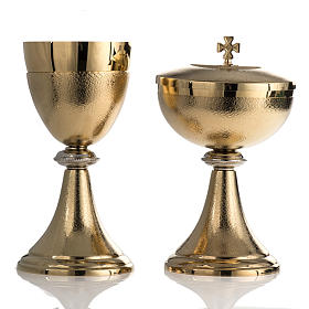 Chalice and Ciborium, golden brass with knurled finishing