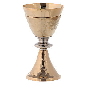 Chalice and Ciborium in golden brass with silver decorated node