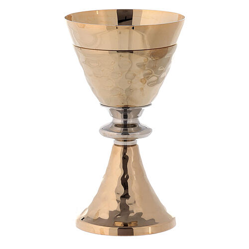 Chalice and Ciborium in golden brass with silver decorated node 2