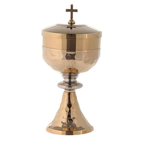 Chalice and Ciborium in golden brass with silver decorated node 3