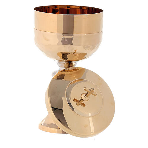 Chalice and Ciborium in golden brass with silver decorated node 4