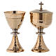 Chalice and Ciborium in golden brass with silver decorated node s1