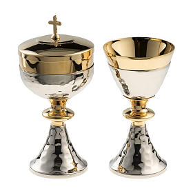 Chalice and Ciborium in silver plated brass with golden node