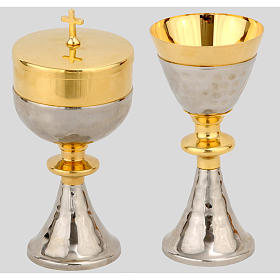 Chalice and Ciborium in silver plated brass with golden node