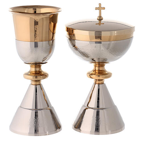 Chalice and Ciborium, golden and silver decoration, knurled 1