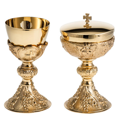 Chalice and Ciborium with golden finish, The Last Supper 1