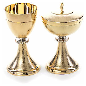 Chalice and Ciborium, knurled finishing with strass