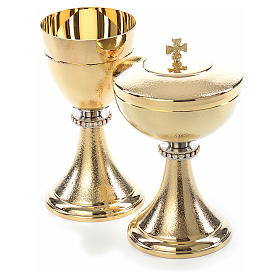 Chalice and Ciborium, knurled finishing with strass