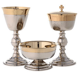 Chalice, ciborium and bowl with knurled finish