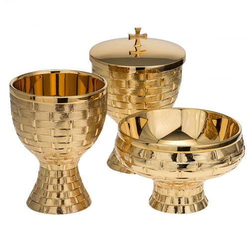 Chalice Ciborium and Paten Molina in golden brass 1
