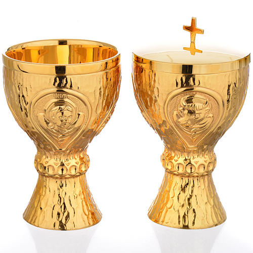 Calice et ciboire Molina laiton doré 4 évangélistes 1