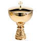 Chalice, ciborium and paten with grapes in gold-plated brass s2