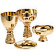 Chalice, ciborium and paten with grapes in gold-plated brass s7