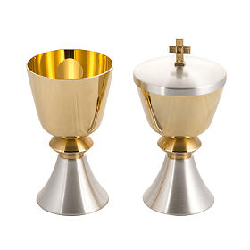 Chalice and ciborium, with 24K gold plating, polished brass