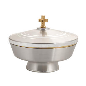 Ciborium in silver-plated brass, low with satin finish