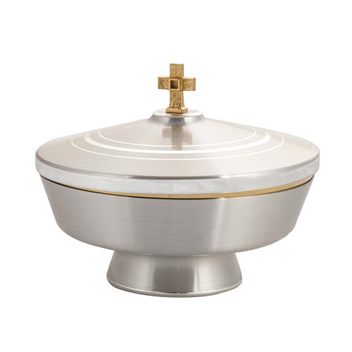 Ciborium in silver-plated brass, low with satin finish 1