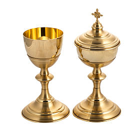 Chalice and ciborium in gold-plated brass, polished finish